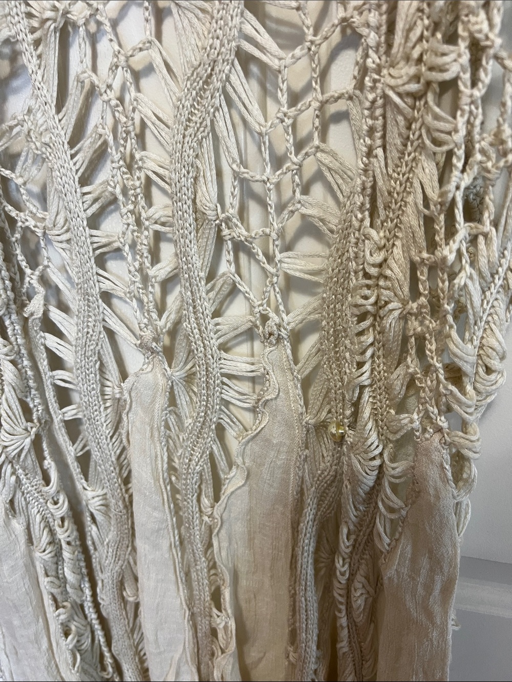 Crochet Open-Front Tunic Vest in Cream - Picture 3 of 4